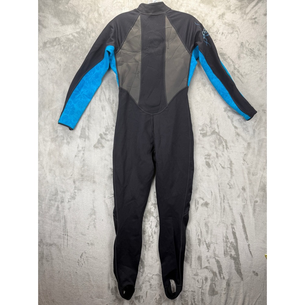 Xcel Hawaii Xpedition Wetsuit Womens 8 Black Blue Floral Front Zip Tri-Density - Picture 2 of 8